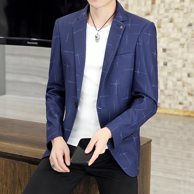 

Men's Suits & Blazers Fashion Mens Casual Slim Fit For Youth Business Formal Coat Wedding Suit Jackets Autumn Male Outwear Tops ClothingMen', Blue