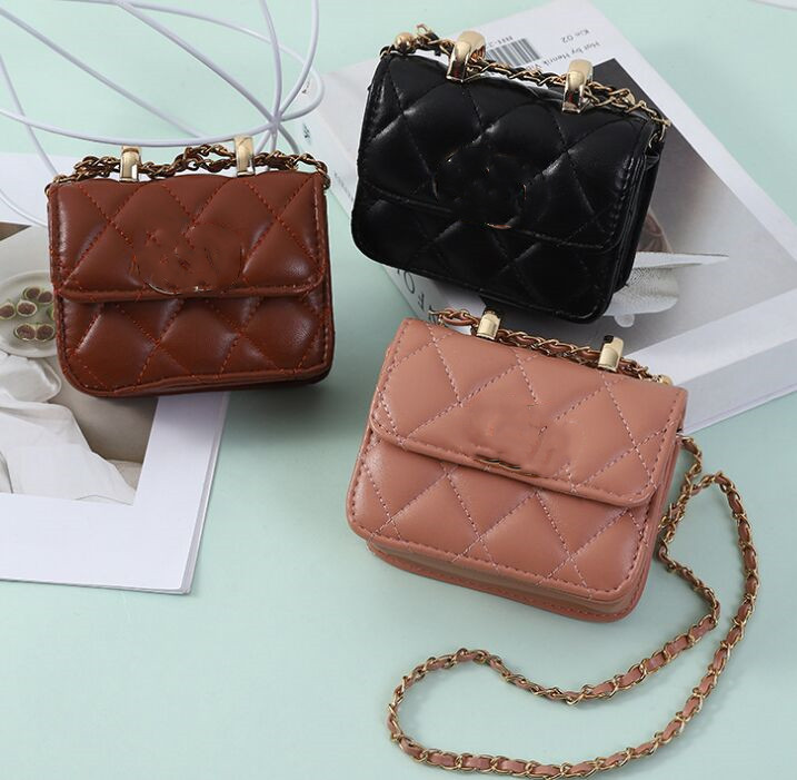 

2022 New children shoulder handbag fashion mini chain square bags girls purse good selling, Black