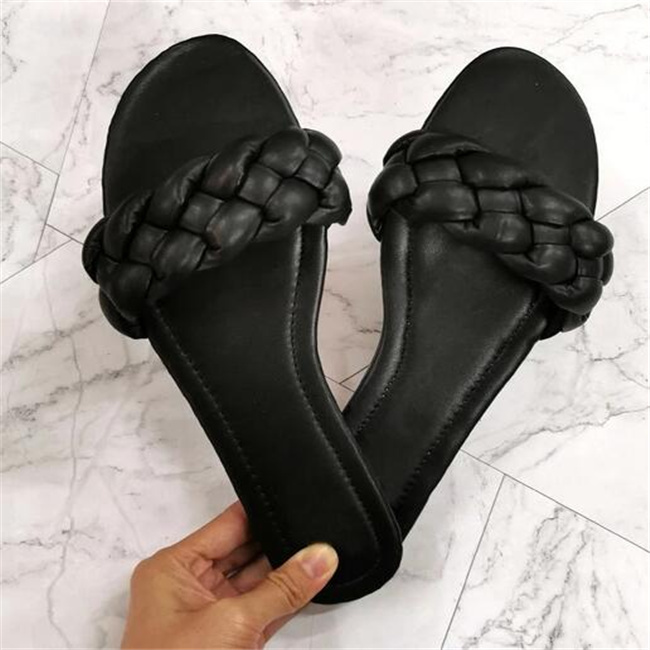 

New Fashion Weave Sandal Slippers Women Square Toe Flat Casual Shoes Women Slide Summer Flip Flops Beach Slipper, Fuchsia