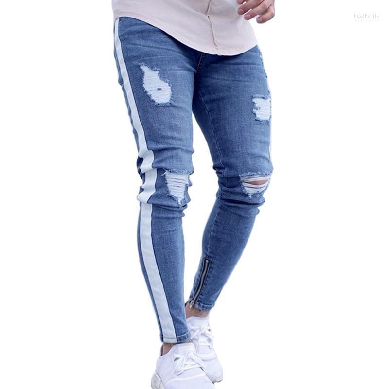 

Men's Jeans Streetwear Men Hip Hop Patchwork Ripped Little Feet Skinny Fashion Male Holes Casual Stretch Denim PantsMen's Heat22, 1880