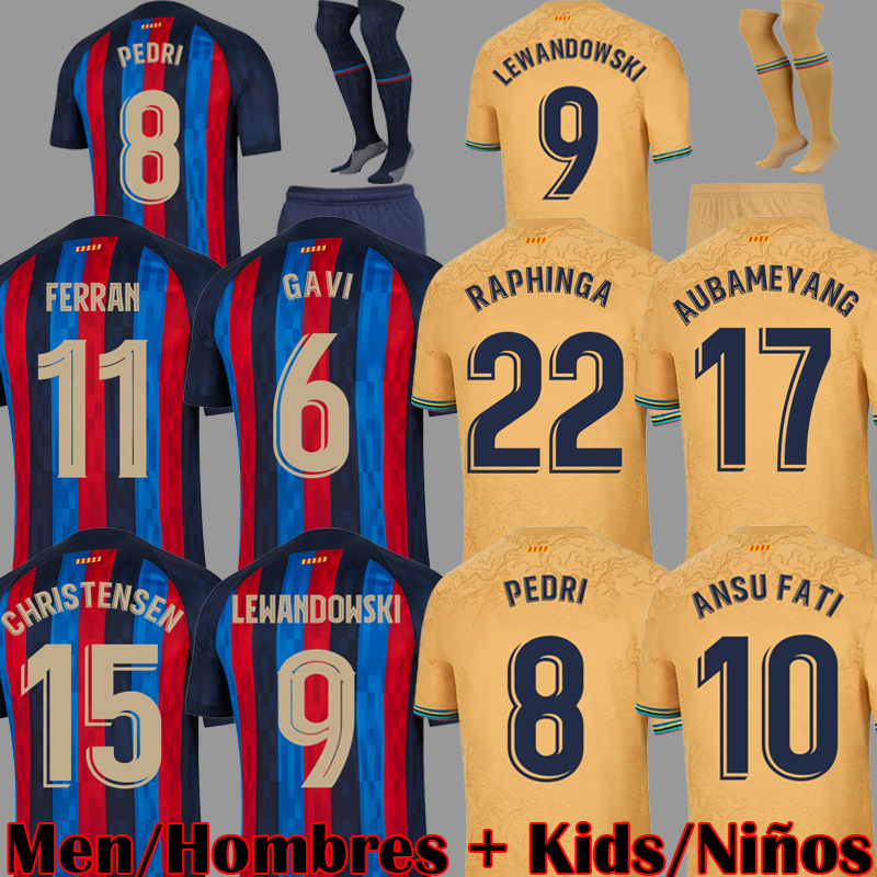 

23 PEDRI GAVI soccer jersey LEWANDOWSKI FC FERRAN camiseta de futbol AUBA barca RAPHINGA 2022 2023 ANSU FATI football shirt MEMPHIS barcelona kits men kids sets, League third