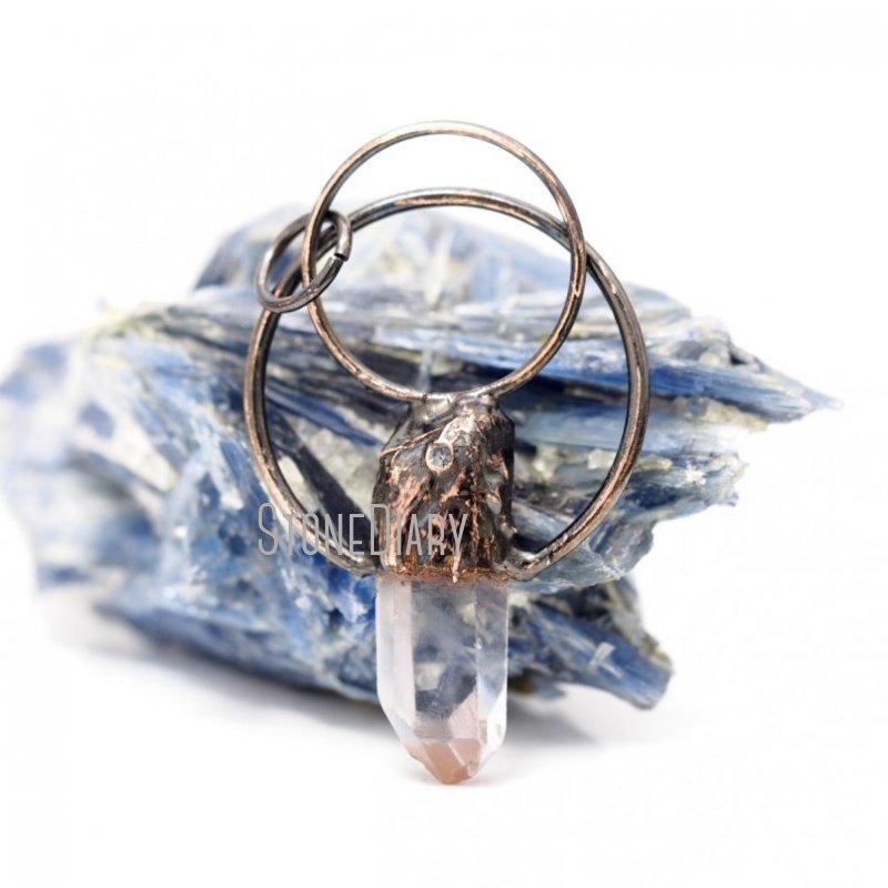 Pendentif Colliers PM42340 Cristal Clair Point Forme Libre Quartz Guérison Antique Cuivre Plaqué Hoop Gypsy Goth Bijoux