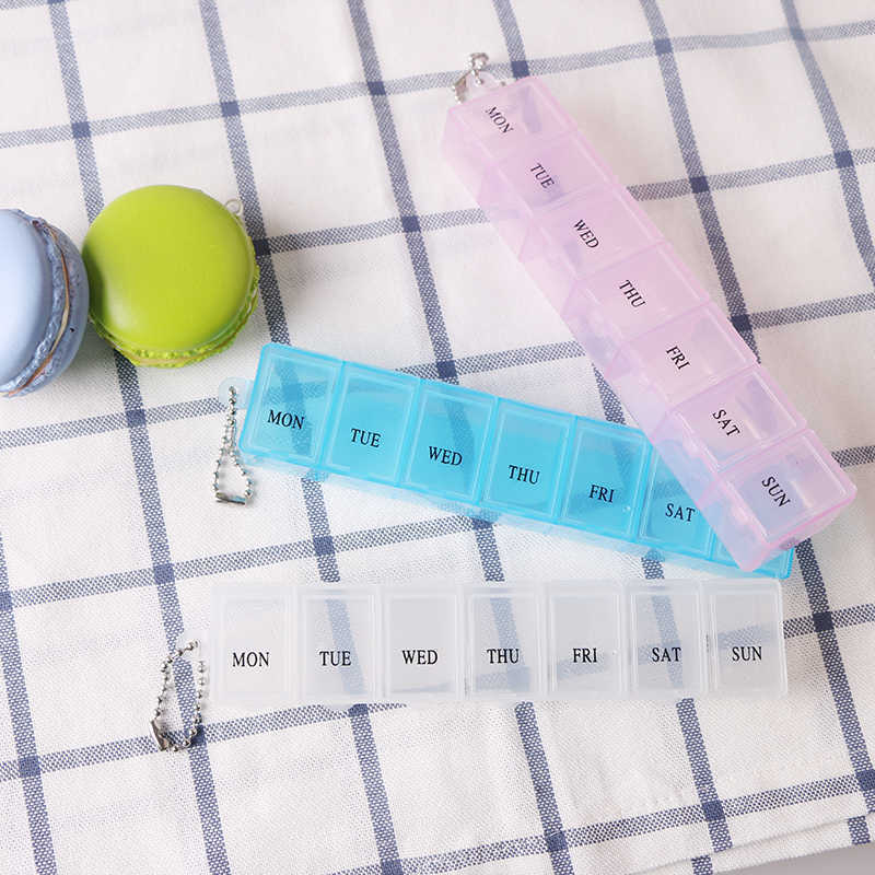 

1 Row 7 Squares Weekly 7 Days Tablet Pill Box Holder Medicine Storage Organizer Container Case Dispenser Health Care Science 2022HS, Pink