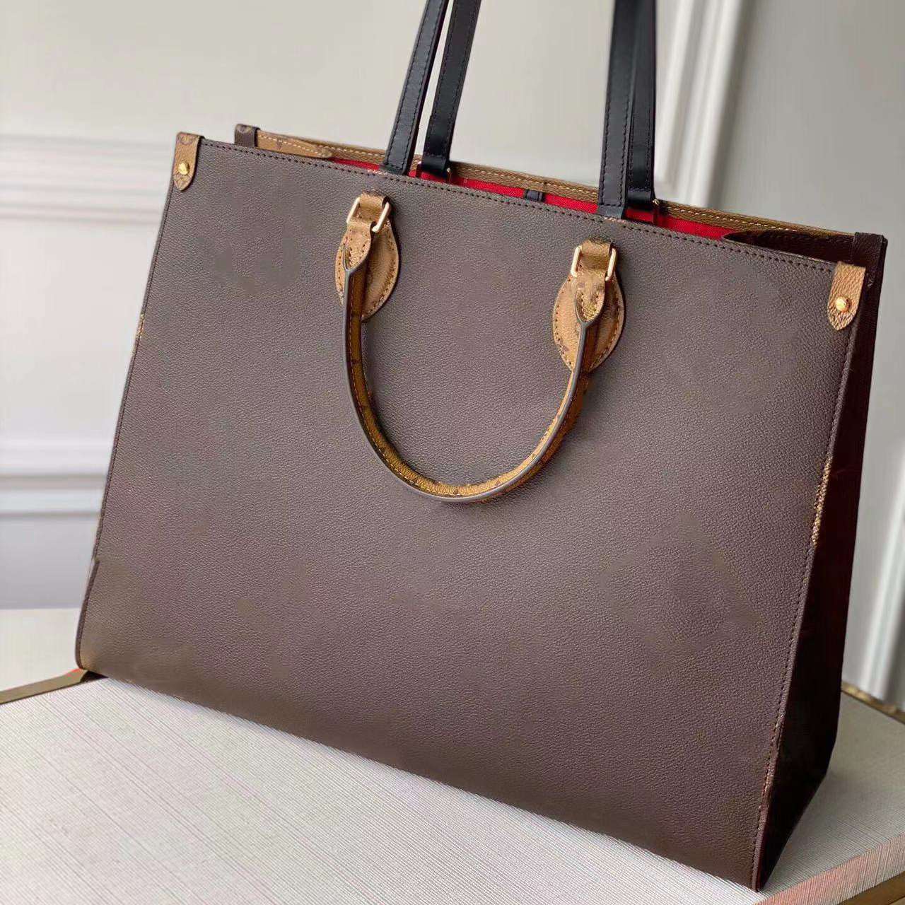 

High Quality Fashion Luxurys Designers Bags Onthego Medium Tote Women Handbags By The Pool Monograms embossing Shoulder Bag, Customize