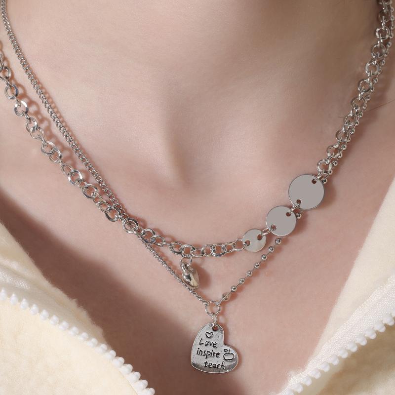 

Chains Love Necklace Female Ins Hip Hop Overlapping Clavicle Chain Cool Style Niche Design 2022 FemaleChains