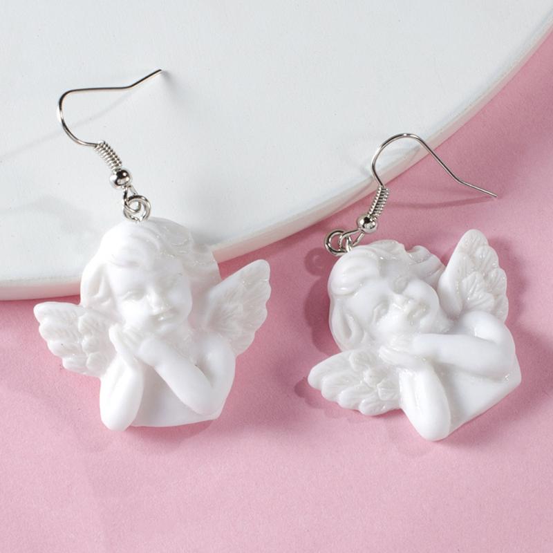 

Clip-on & Screw Back High Quality Fashion Embossed Portrait Pendant Little Angel Earrings Women Wedding Everyday Jewelry Boho JewelryClip-on