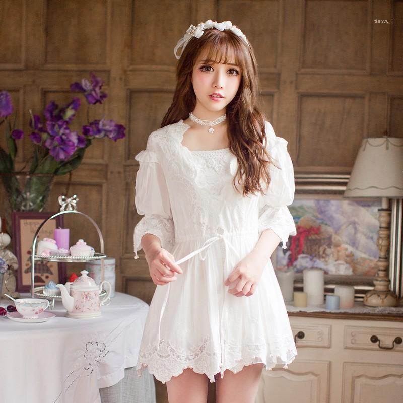 

Women' Blouses & Shirts Princess Sweet Lolita Blouse Candy Rain Chiffon White Lace Uv Protection C16AB6096-1, Dress