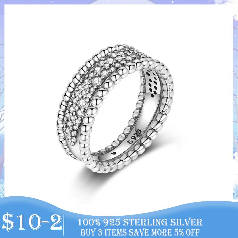 

Cluster Rings Silver Ring 925 Sterling Pave Band For Women Original Wedding Brand Engagement Banquet JewelryCluster