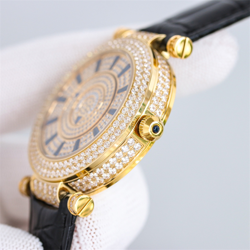 

Montre DE Luxe mens watches 40mm FM.800 Automatic mechanical movement steel case Swarovski crystal diamond watch, As picture