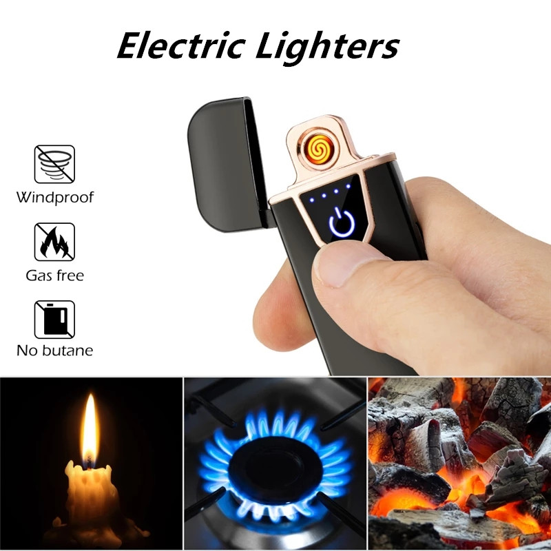 

Electric Windproof Lighters LED Screen Touch Sensor Lighter USB Rechargeable Men Gifts Lighter