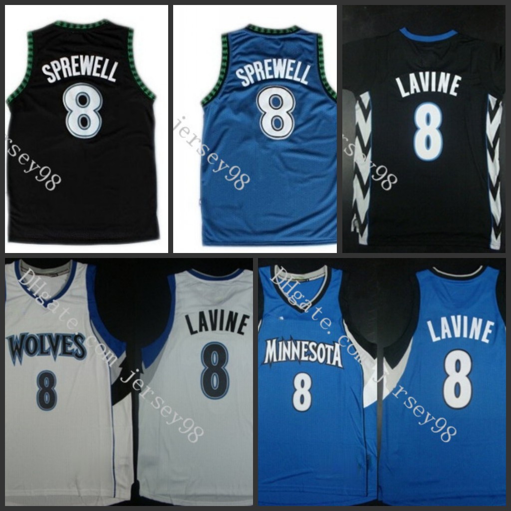 

Minnesota''Timberwolves''men #8''Latrell''Sprewell retro Basketball''Jersey