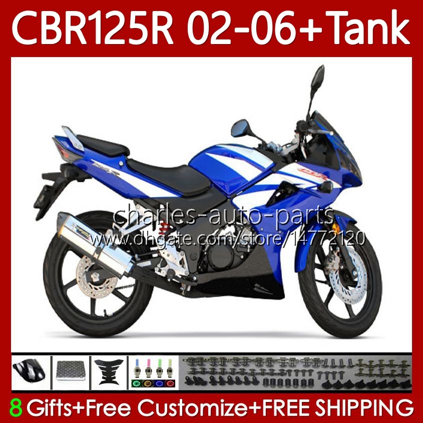 

Body +Tank cover For HONDA CBR-125 CBR 125 R CC CBR 125R 125CC 02-06 Bodywork 124No.4 CBR125RR CBR125R 02 03 04 05 06 CBR-125R 2002 2003 2004 2005 2006 Fairing factory blue, No. 1