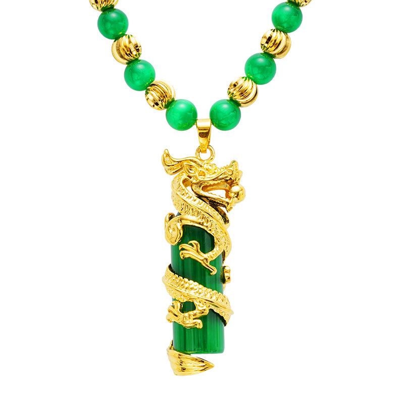 

Pendant Necklaces HOYON 18k Yellow Gold Color Natural Opal Necklace Jewelry For Women Luxury Emerald Beaded Ladies High