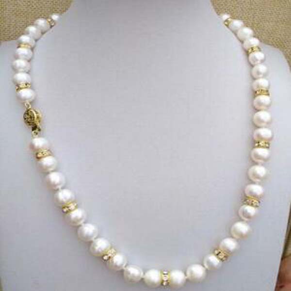 

genuine 9-10mm South Sea White Natural Pearl Necklace