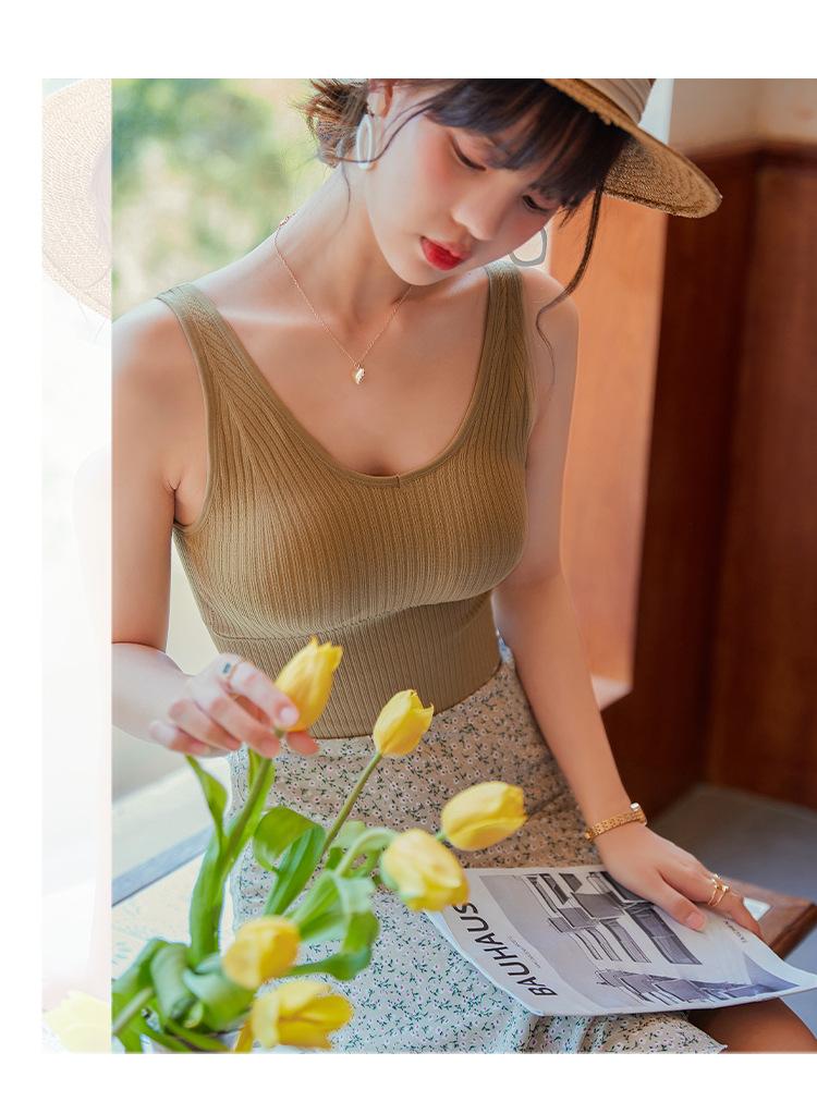 

Bustiers & Corsets Camisole Sleeveless Three-dimensional Thread Self-cultivation Casual Sling With Autumn Bottoming TopBustiers, Pink