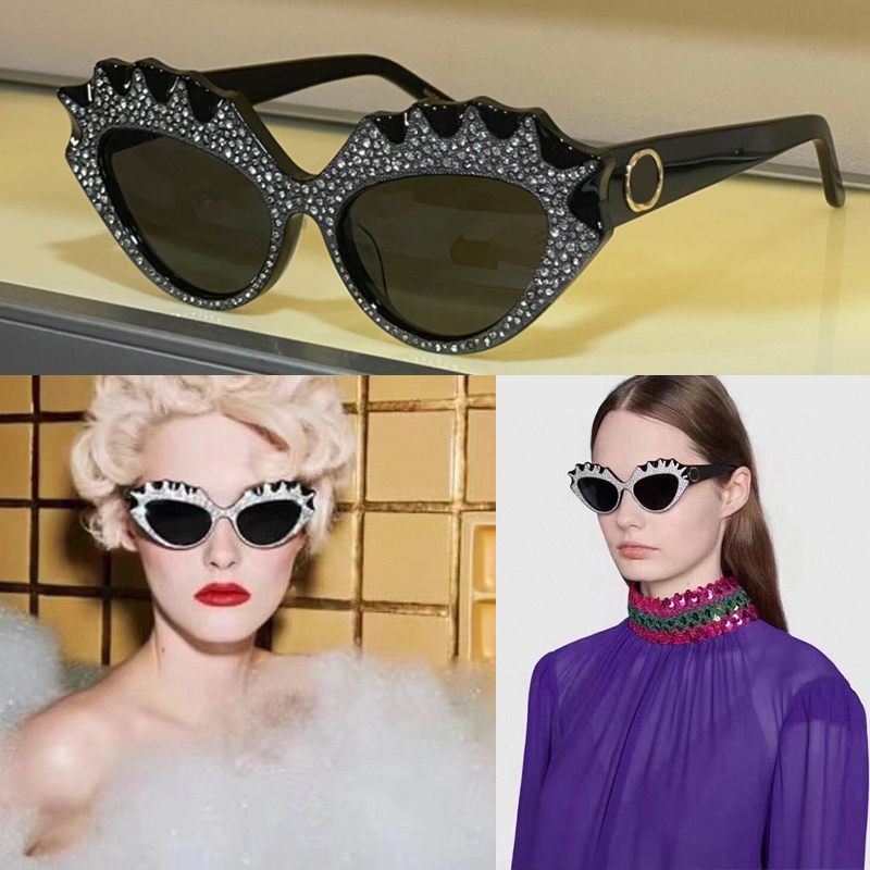 Lunettes de soleil œil de chat noires étoiles de cristal scintillantes perceuse nouvelle monture de mode lunettes Z0781S symboles designer Shades