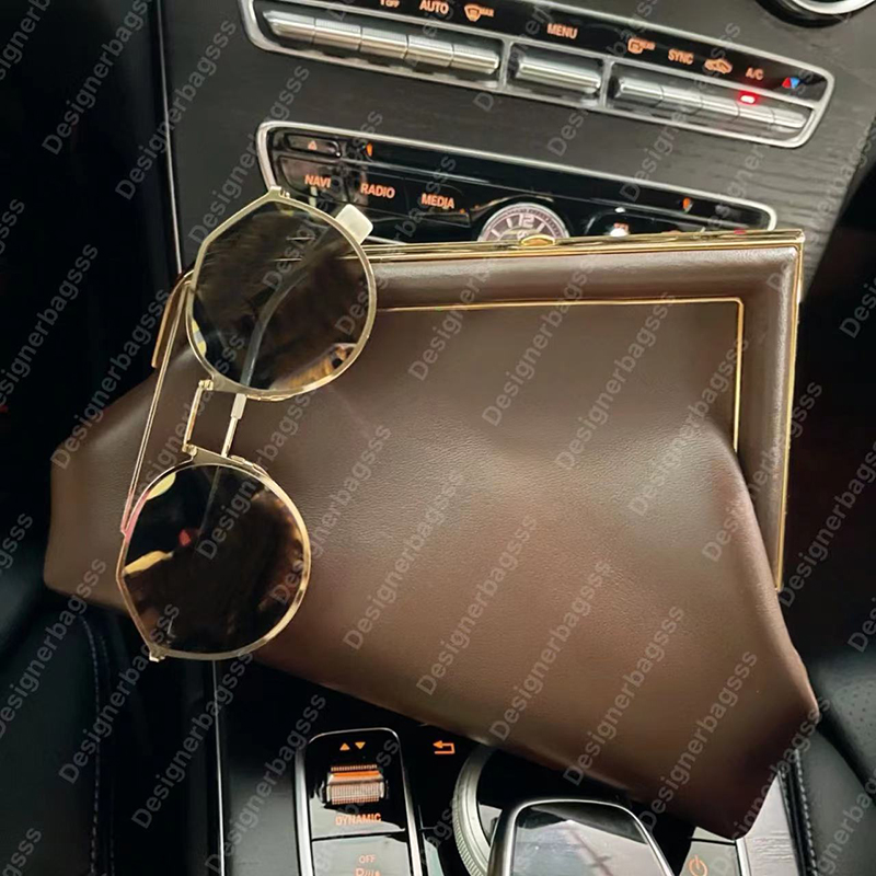 

First small leather bag Designer shoulder bag Fashion Women messenger bag luxury handbag Minaudiere Iconic FF pattern Internal compartment lined with fabric, Brown leather