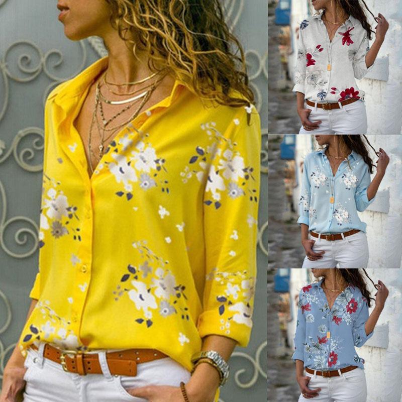 

Women's Blouses & Shirts 2022 Casual Long Sleeve Floral Print Loose Women Cotton Female Tops Vintage Mujer Spring Streetwear Plus Size 3XL, Yellow1