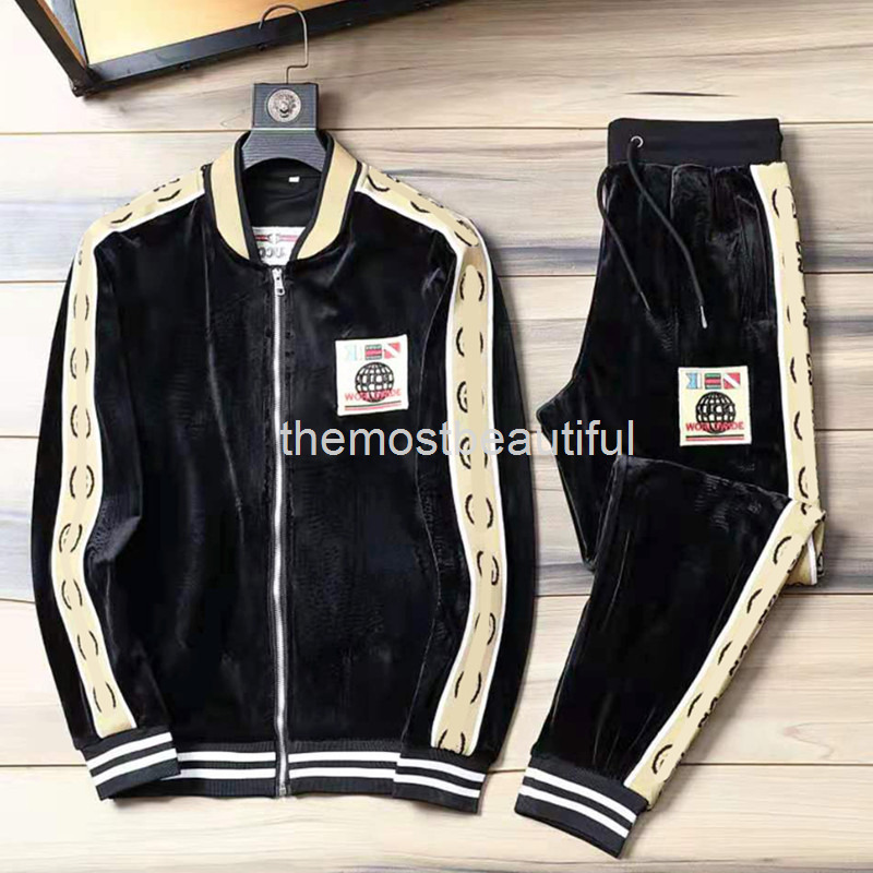 

Men's Tracksuits Golden velvet casual sportswear high-end men's and women's fashion two-piece large size, 2# packing bag