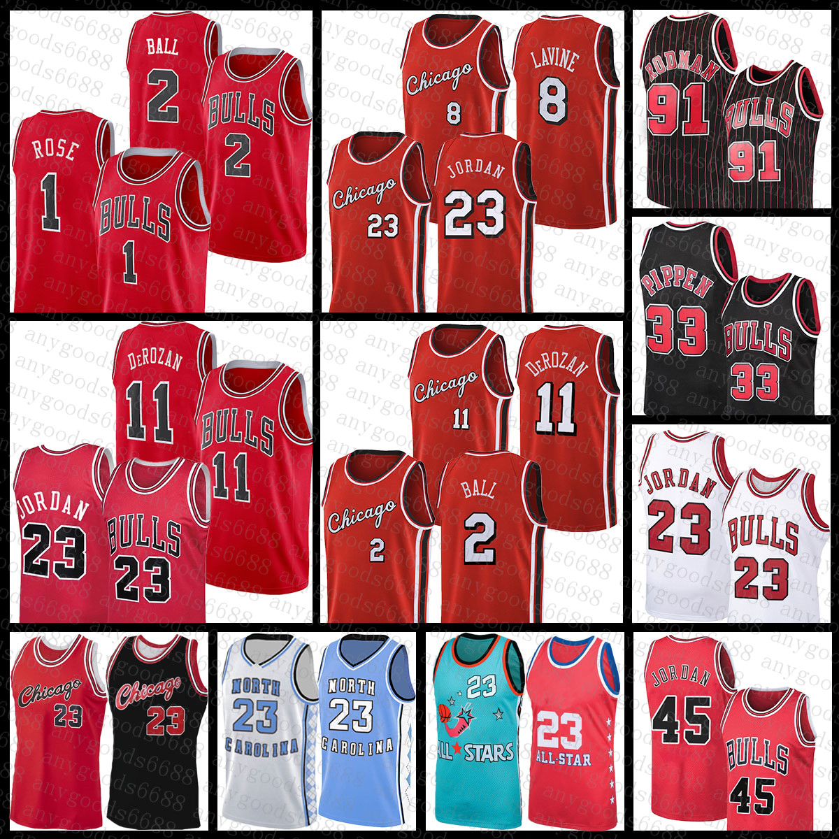 

Jersey Chicago''Bulls''Men 8 33 91 Michael Lonzo Ball Demar DeRozan Derrick Rose Basketball 23 2 11 1 Zach LaVine Scottie Pippen Dennis Rodman 003