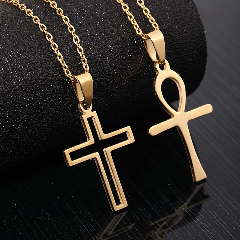 

Pendant Necklaces Classic Christian Cross Necklace Stainless Steel Jewelry Women Men Punk Hip Hop Party Gift WholesalePendant