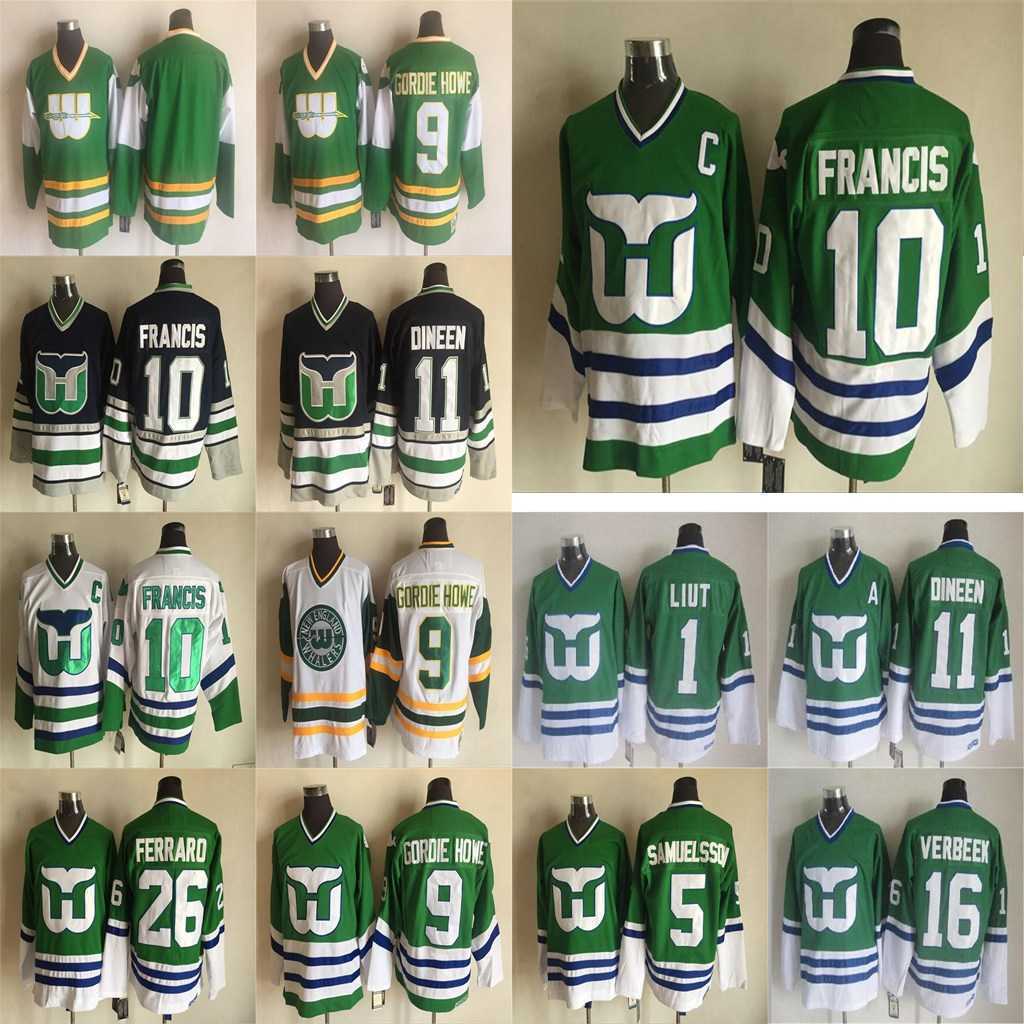 

Hartford CCM Vintage Hockey Jerseys 10 Ron Francis Jersey 1 Mike Liut 16 Pat Verbeek 11 Kevin Dineen 5 Ulf Samuelsson Whaler Jersey, 10 francis black