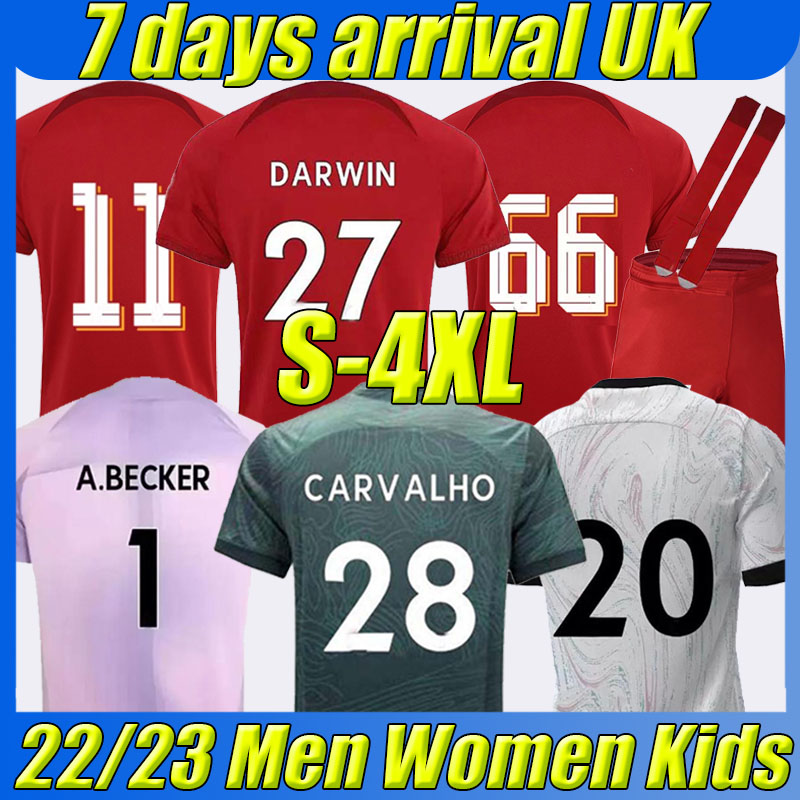 

4XL 21/22/23 season home away 3rd RED soccer jerseys DARWIN Carvalho 2022 2023 Mohamed Diogo Luis DIaz Fabio Alexander Arnold football shirts Men Women Kids Kits sets, 21-22 away