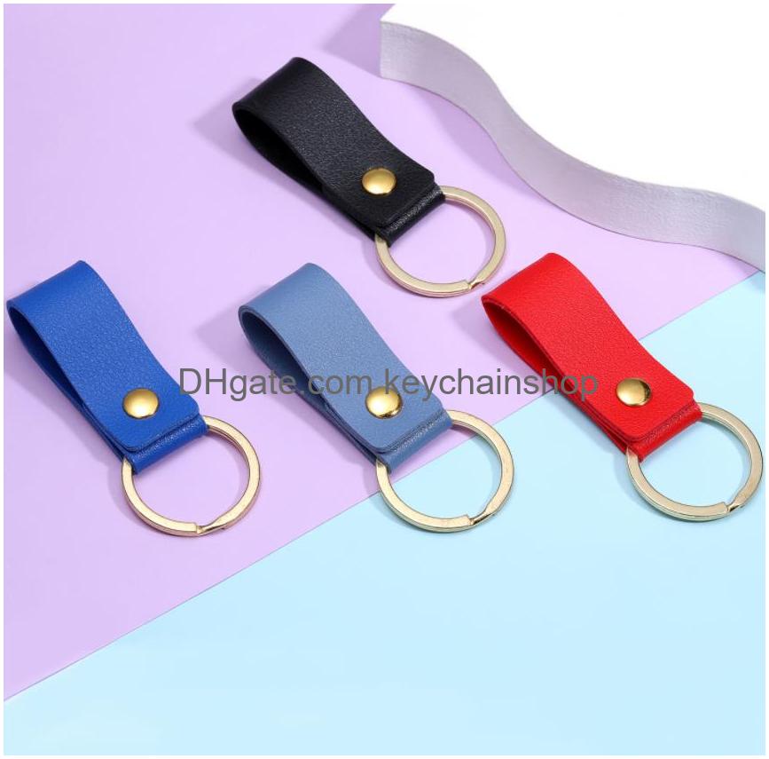 

Key Rings Fashion Pu Leather Keychain Business Gift Ring Men Women Car Strap Waist Wallet Keychains Drop Delivery Keychainshop Dh9Yo