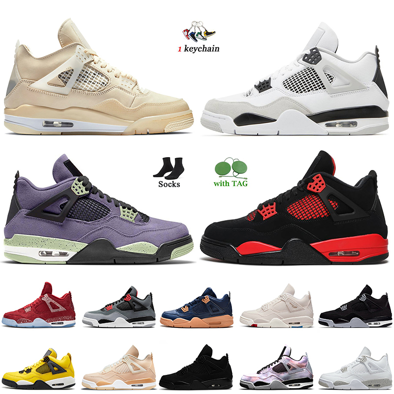 

New Jumpman 4 Military Black Canvas 4s OG Basketball Shoes For Women Mens Canyon Purple Fire Red Thunder White Oreo Sail Columbia II Oklahoma Sooners Trainers Sneaker, C31 cactus purple suede 40-47