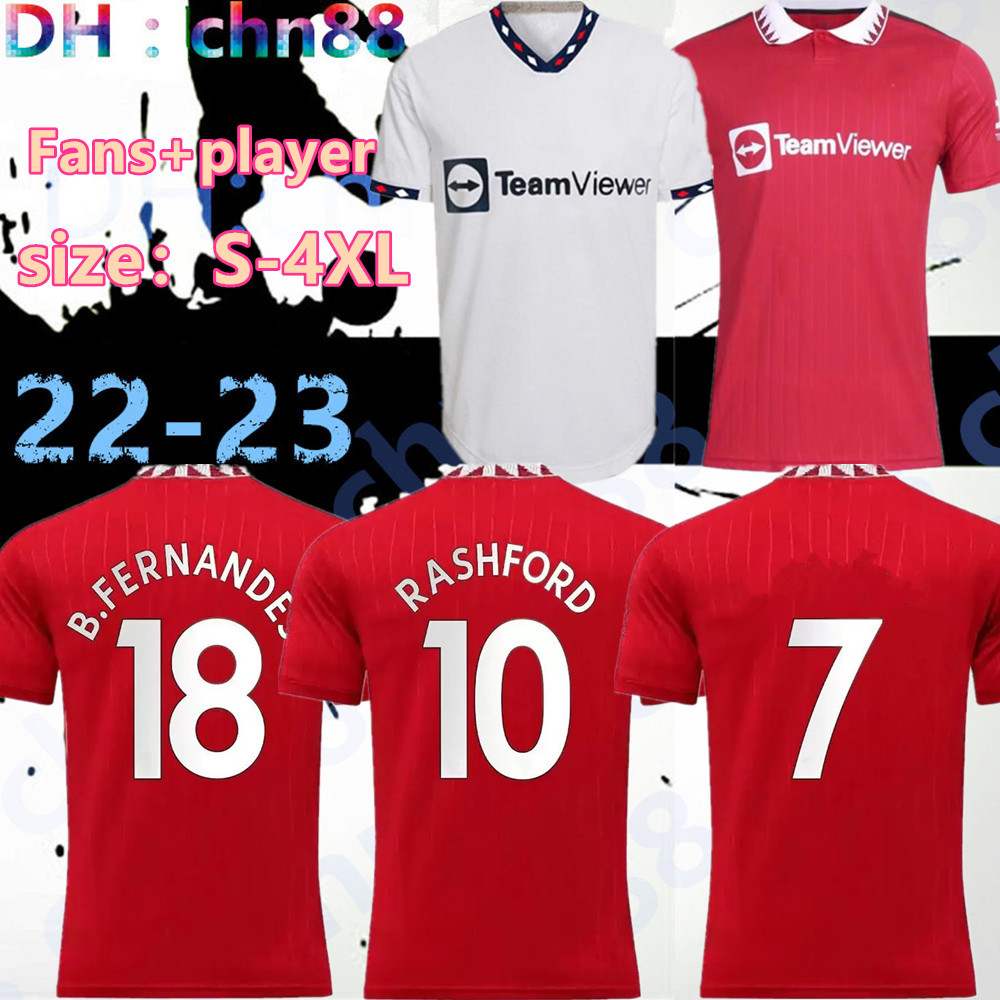 

size S-4XL XXXXL SANCHO 22 23 soccer jerseys RASHFORD MANS SHAW POGBA 2022 2023 football shirt fans player version UTD MARTIAL B. FERNANDES men kids kit 888, 22-23 away
