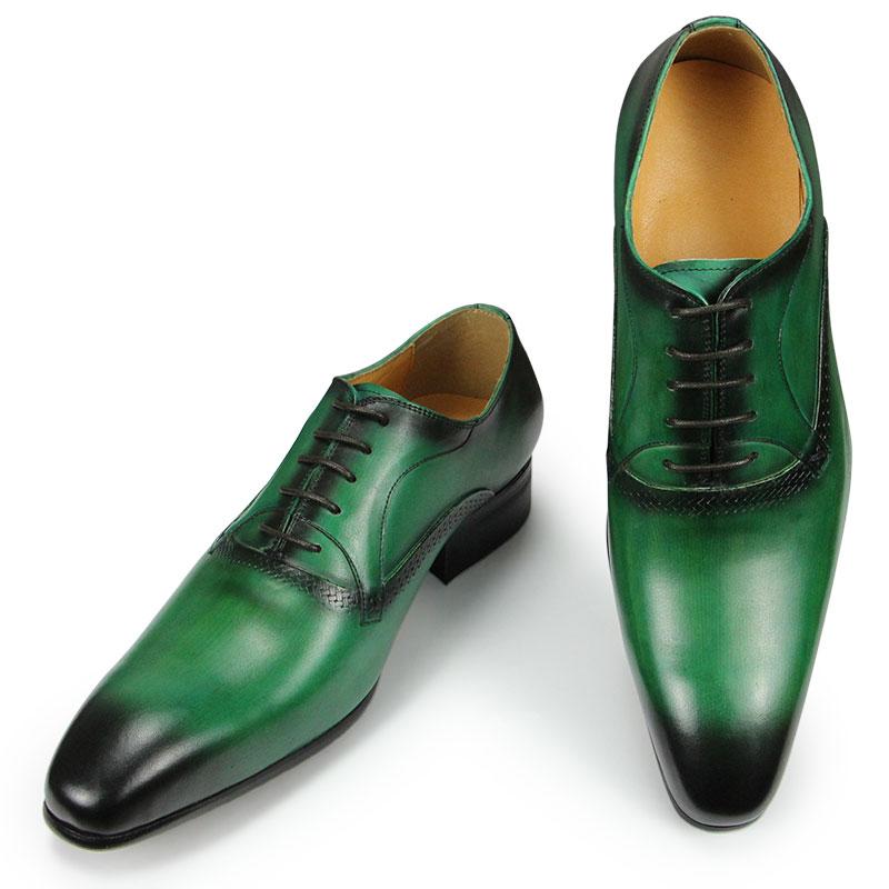 

Dress Shoes Autumn Arrival For Lace Up Mens Oxford Leather Sapato Office Luxury Vintage Comfortable Footwear Green Black PU Lining
