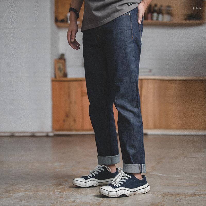 

Men's Jeans Vintage High Rise Regular Straight Leg Fit Selvedge Denim JeansMen's, Blue