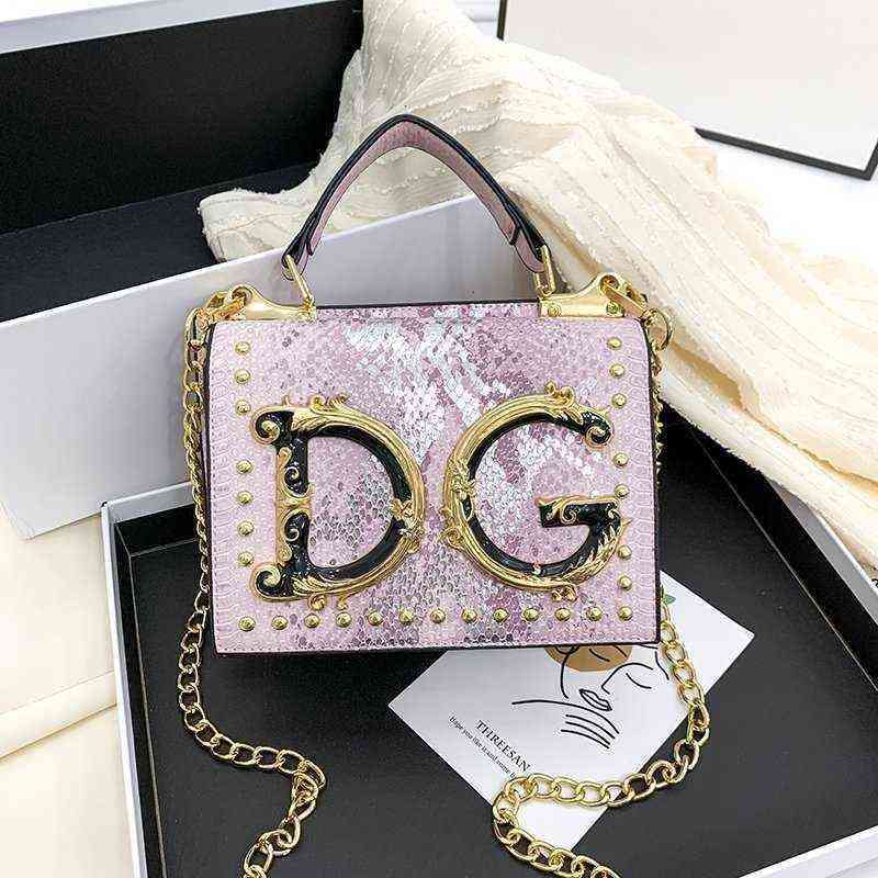 

Popular Shoulder Menger Bag Small Square Letter Versatile Snake Pattern Handbag Fashion, Blue