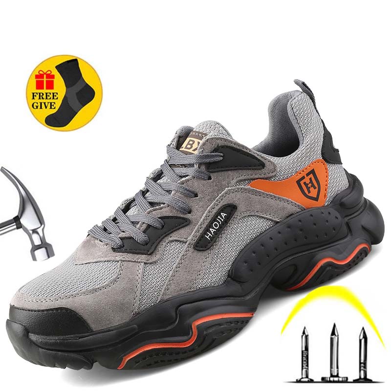 

Buy Casual Cheap Four Seasons Safety Shoes Industrial Work Shoes Lightweight Non-Slip Puncture-Proof Steel Toe Protection, Brown