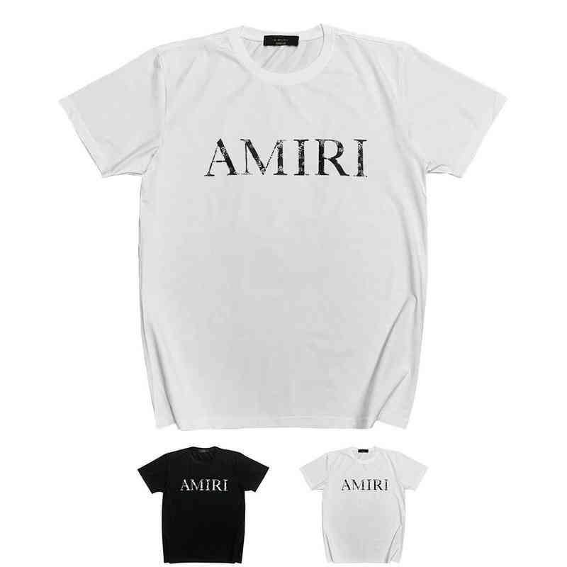

Designer t Shirts Oversized Street Fashion Us Amirss Short Sleeve Art Letter Print Casual Hip Hop High Half T-shirt Men, White4