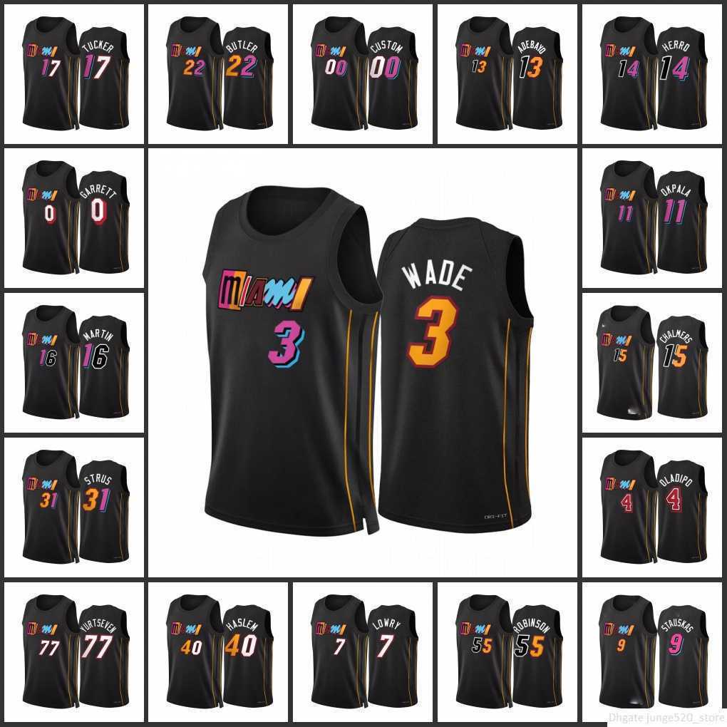 

Screen Print Miami Heat''Men Kyle Lowry Bam Ado Tyler Herro Jimmy Butler Dwyane Wade Duncan Robinson City Black Edition 75th''nba''jerseys