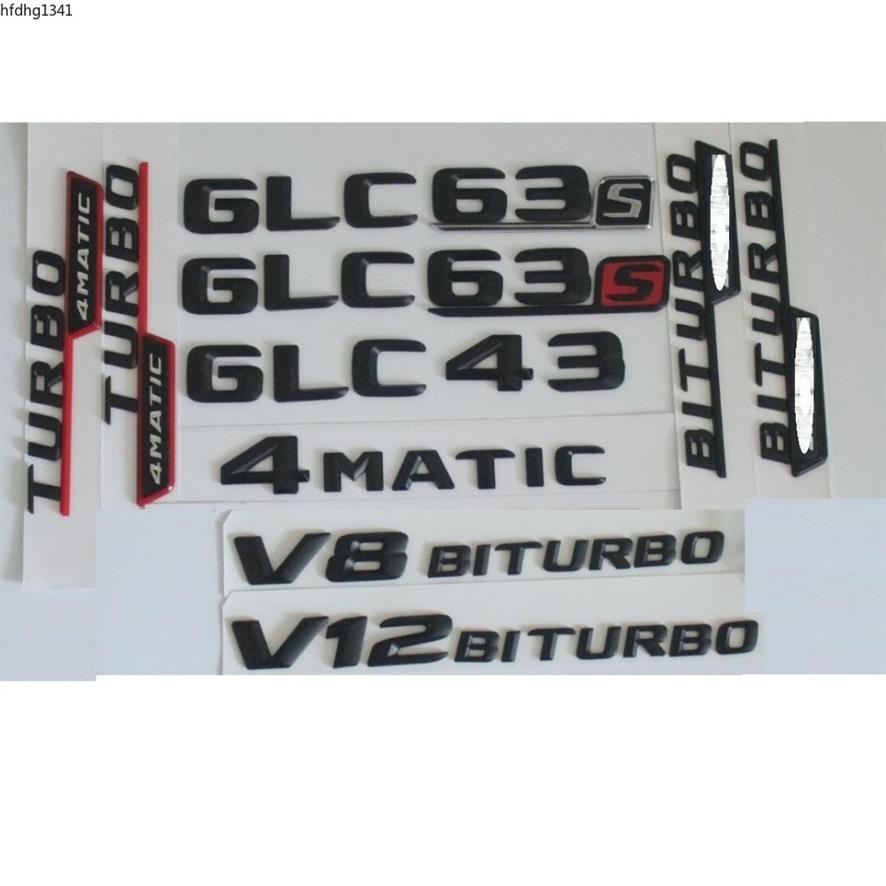 

3D Matt Black Trunk Letters Badge Emblem Emblems Badges Sticker for GLC43 GLC63 GLC63s V8 V12 BITURBO AMG 4MATIC250e