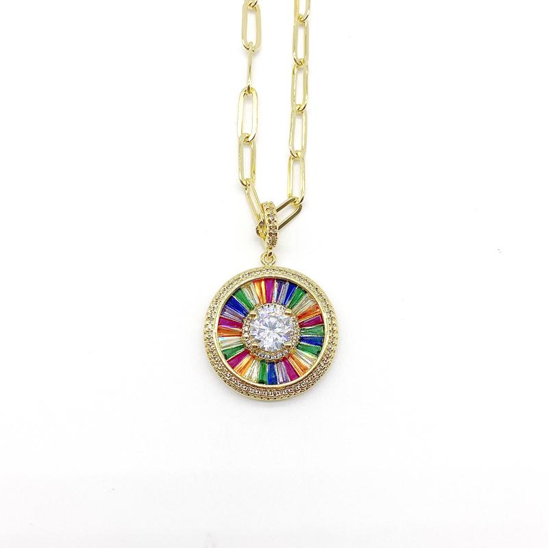 

Pendant Necklaces 5pcs/lot 2022 Delicate Jewelry Micro Paved Colorful CZ Round Pendants Chain NecklacePendant PendantPendant