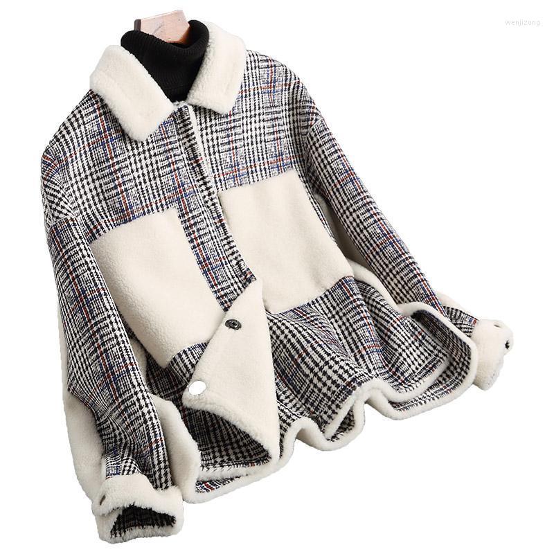 

Women's Fur & Faux Real Wool Blend Coat Jacket Lining Autumn Winter Women Outerwear Coats Overcoat VF5069, Light grey