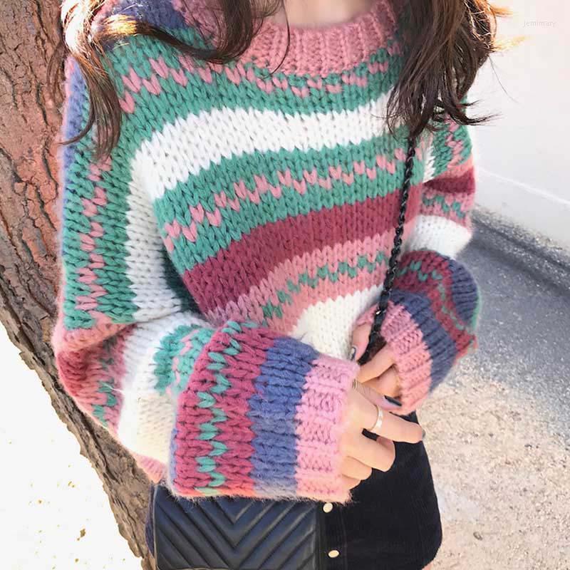 

Women's Sweaters Women Sweater Knitting Pullover Thickened Coarse Stripes 2022 Instyle Loose In Autumn And Winter Jemi22, Mixed