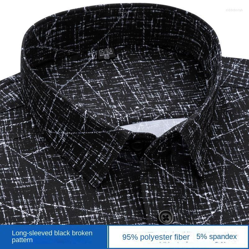 

Men's Dress Shirts High-End Men's Business Long-Sleeved Striped Shirt Young And Middle-Aged Professional Leisure Cargo Printed Non-Ironi, A5