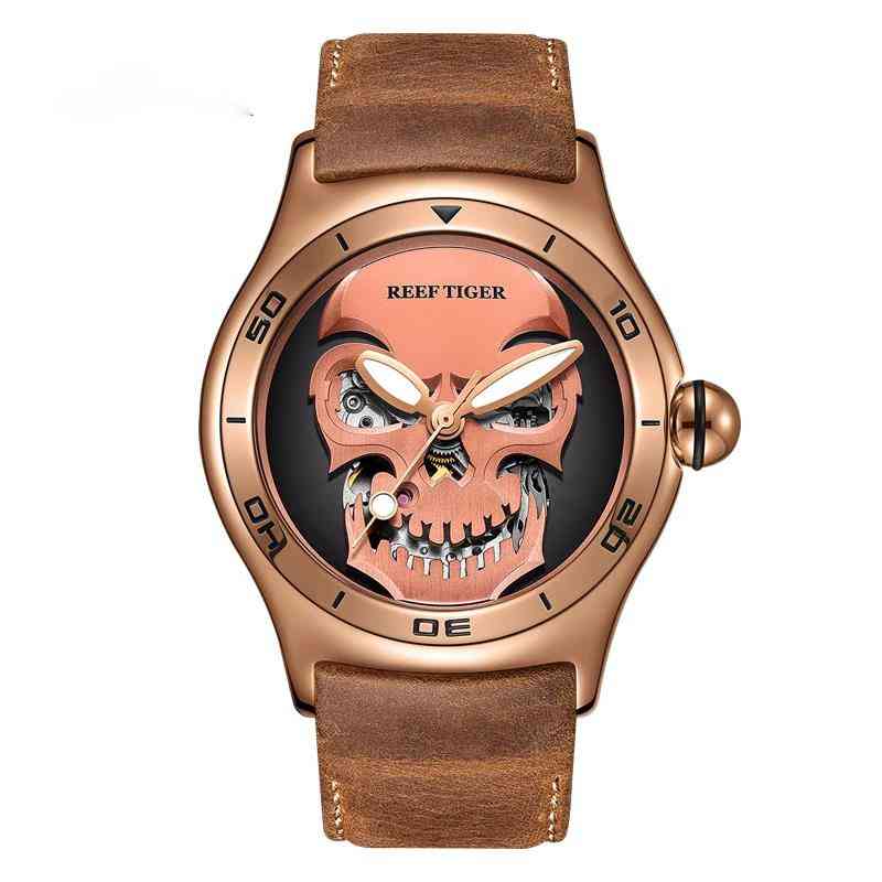 

Reef Tiger/rt Men Skull Watch Steampunk Locomotive Style Mechanical Sapphire Glass Waterproof Automatic Es, Vip not for sale