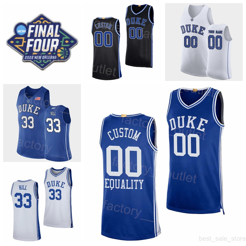 

NCAA Basketball Duke Blue Devils College 33 Grant Hill Jersey 2022 Final Four Patch 32 Christian Laettner 24 Johnny Dawkins 4 JJ Redick 11 Bobby Hurley 12 Kyle Singler, With final four patch