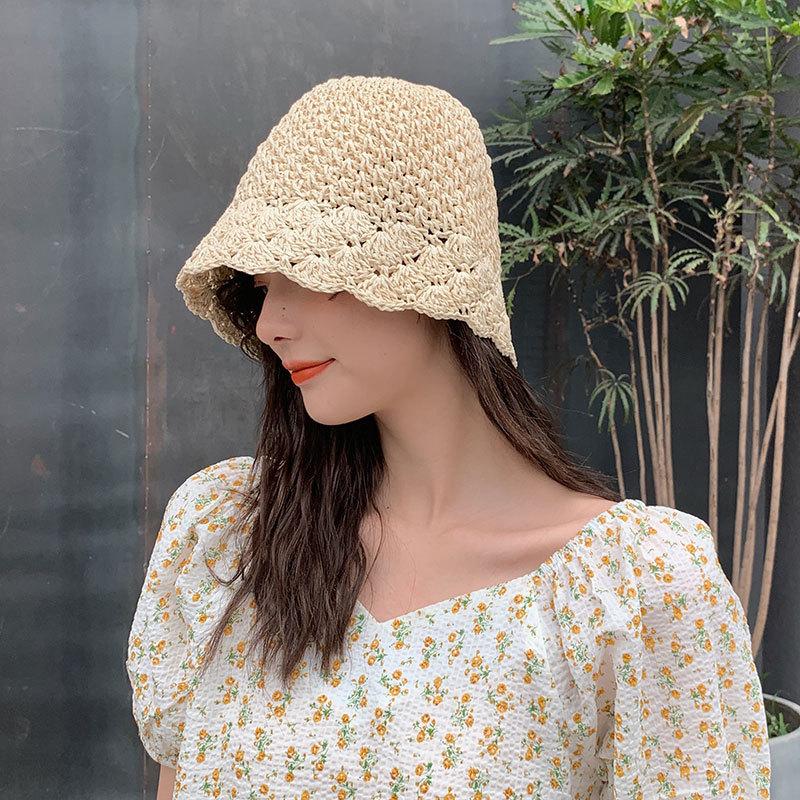

Wide Brim Hats 2022 Simple Girl Raffia Sun Hat Floppy Summer For Women Beach Panama Straw Dome Bucket Femme Shade, Pink