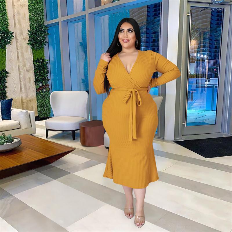 

Plus Size Dresses For Women Clothing Winter V Neck Sexy Long Sleeve Contton Dress Midi Elegant Wholesale Drop Jasp22, Army green