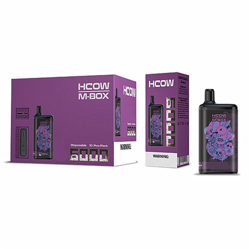 

Hcow M-Box Disposable E cigarettes 6000 Puffs Vape Pen 2% 5% 15ml Pre Filled Mesh Coil Pods Cartridge 650mAh Rechargeable