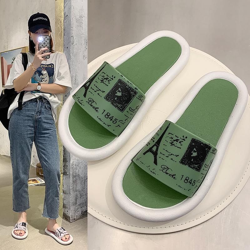 

Slippers TZLDN 2022 Couple Indoor PVC Home El Sandals & Women Funny Paris Summer Non-slip Bathroom Wholesale, Black