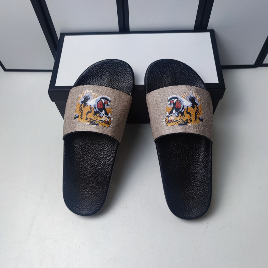 

Women Slipper Fashion Designers Flat Slides Flip Flops Luxurys Platform Rubber Mens Slippers Striped Brocade Floral Embroidery Sandals Loafers With Box