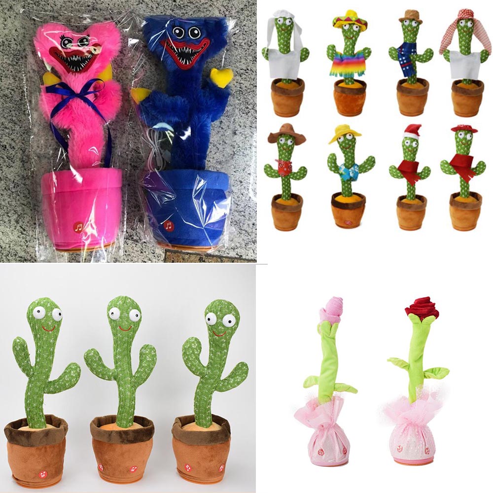 

Novelty Games Toys Dancing Talking Singing Cactus Stuffed Plush Toy Electronic with Song Potted Decompression Toy For kids and Adult