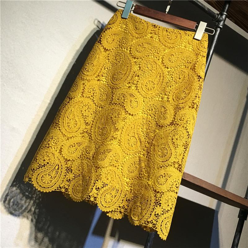 

Skirts Women Skirt Summer Lace Elegant Office Womens Pencil For Yellow Knee-length High WaistSkirts, Light green